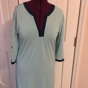 MARY SQUARE LADIES BOUTIQUE DRESS 3/4 SLEEVES V-NECK POLYESTER/SPANDEX MINT NAVY